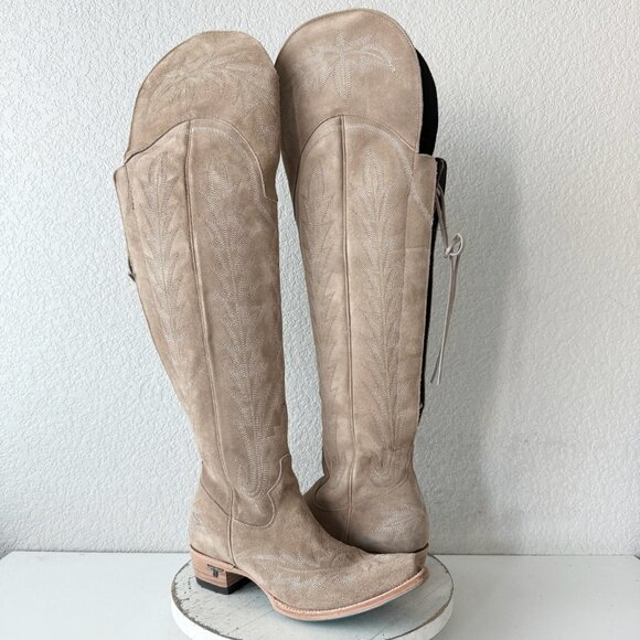 Lane LEXINGTON Over the Knee Womens Cowboy Boots 8.5 Latte Suede Western Cowgirl - Picture 1 of 14
